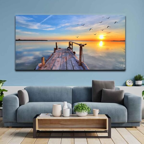 Beach Ocean Sunset Scenery Canvas Wall Painting
