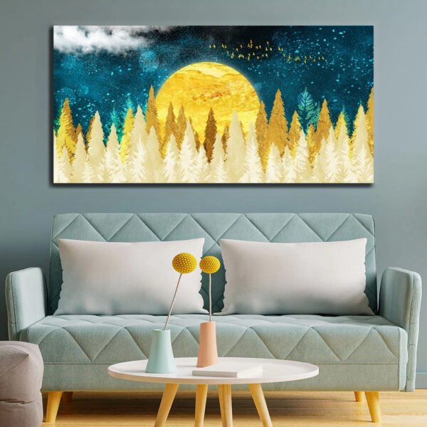 Beautiful Golden Sunrise: Nature Acrylic - Canvas Wall Painting