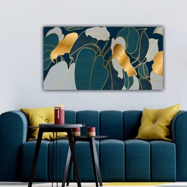 Luxury Golden Monstera Leaves Canvas Wall Painting