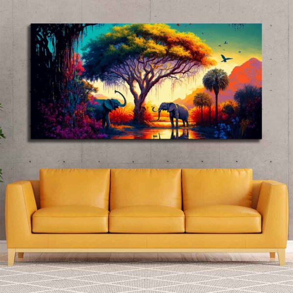 African Tropical Jungle Landscape Canvas Wall Painting