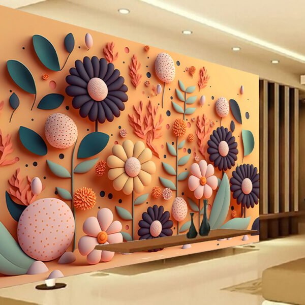 3d Multicolor Flower Floral Craft Non-Woven Wallpaper