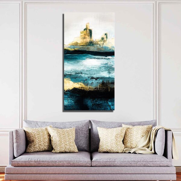 Abstract Texture Landscape Golden Mountain Lake Canvas