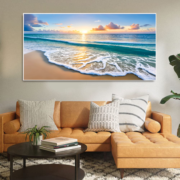 Beautiful Beach sunset wall art Floating Frame Canvas