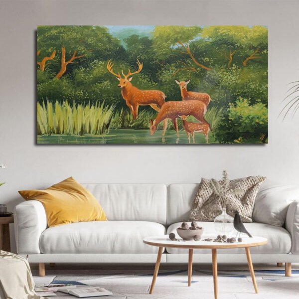 Beautiful Deer Vastu Canvas Painting Landscape Canvas Wall Painting