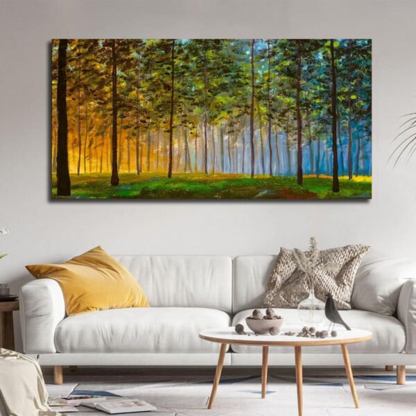 Sunlit forest scene Canvas