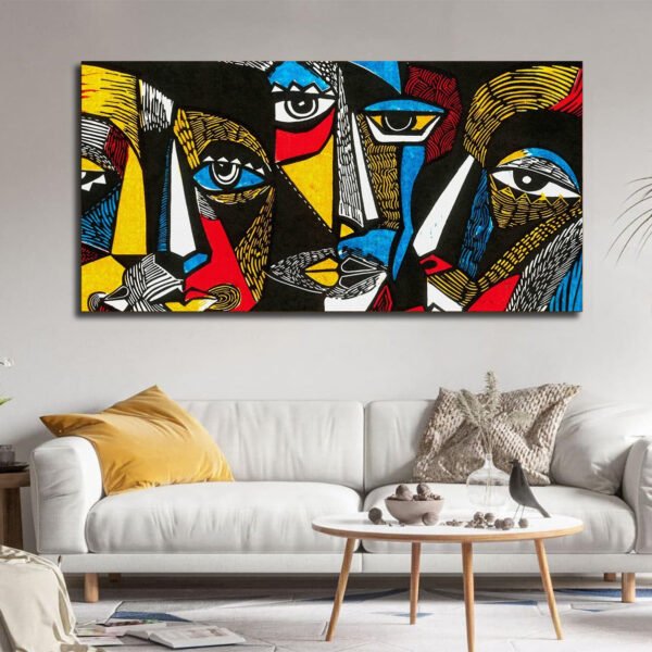 Beautiful Geometric faces in a bold expressionist style.
