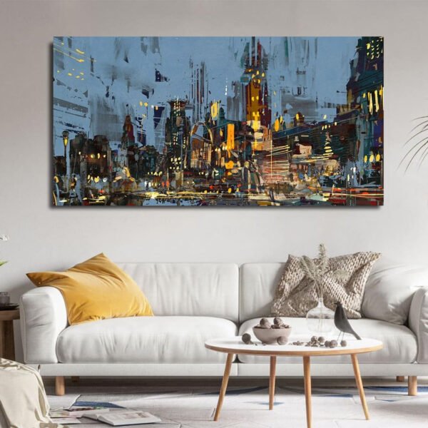 Beautiful Abstract City Night Scene Canvas