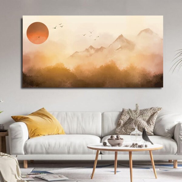 Beautiful Abstract  Sunset Mountain landscape Canvas Wall Painting