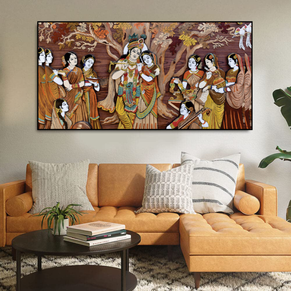 Radha Krishna Floating Frame Canvas Wall Painting