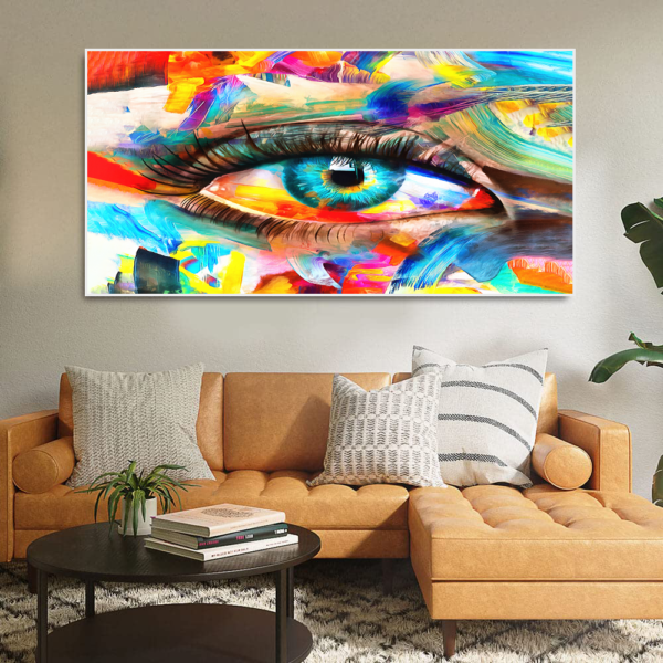 Beautiful abstract colorful eye painting Floating Frame Canvas