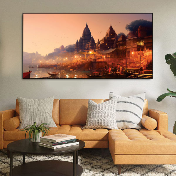 Ghats Of Varanasi Floating Frame Canvas