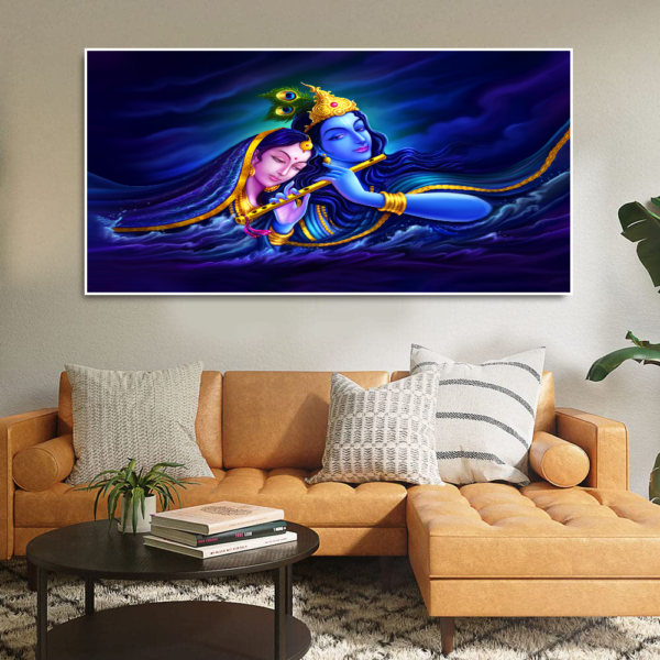 Beautiful Hindu deities Radha and Krishna Floating Frame Canvas