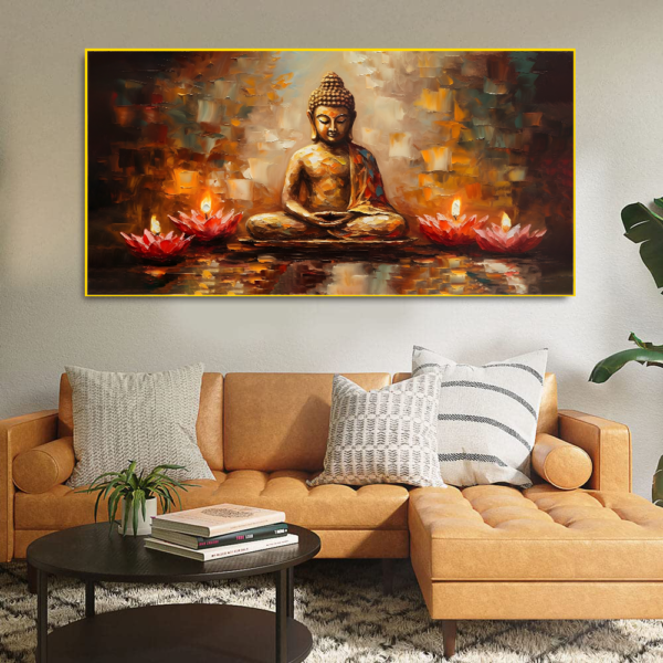Beautiful Lord Buddha wall art Floating Frame Canvas