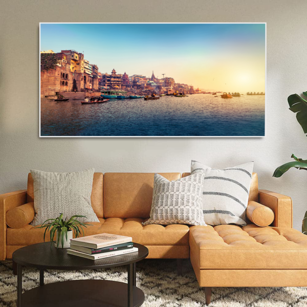 Beautiful Dashashwamedh Ghat wall art Floating Frame Canvas