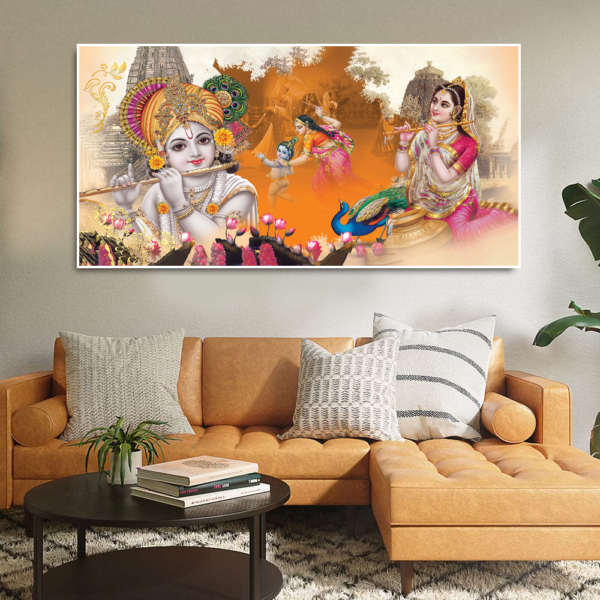 Radha Krishna Floating Frame canvas wall painting
